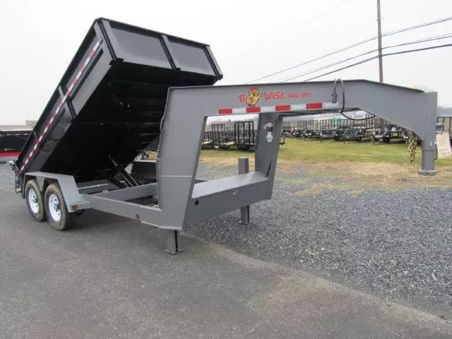 BWise 7 x 14 Gooseneck Dump Trailer – Combo Gate & Ramps