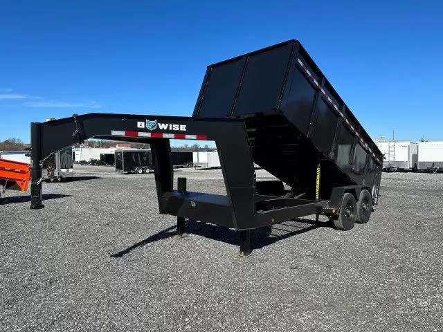 BWise 7 x 16 Gooseneck Dump Trailer – 4′ High Side - Image 7