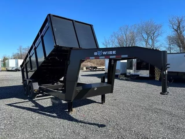 BWise 7 x 16 Gooseneck Dump Trailer – 4′ High Side